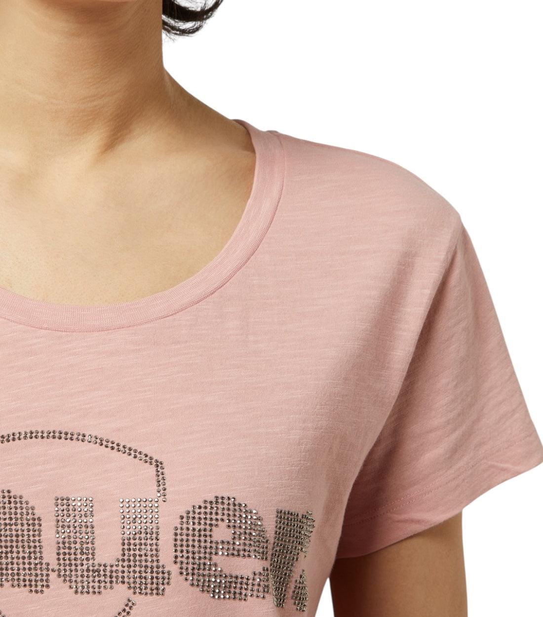 Blauer Roze T-shirt Met Siersteentjes Dames