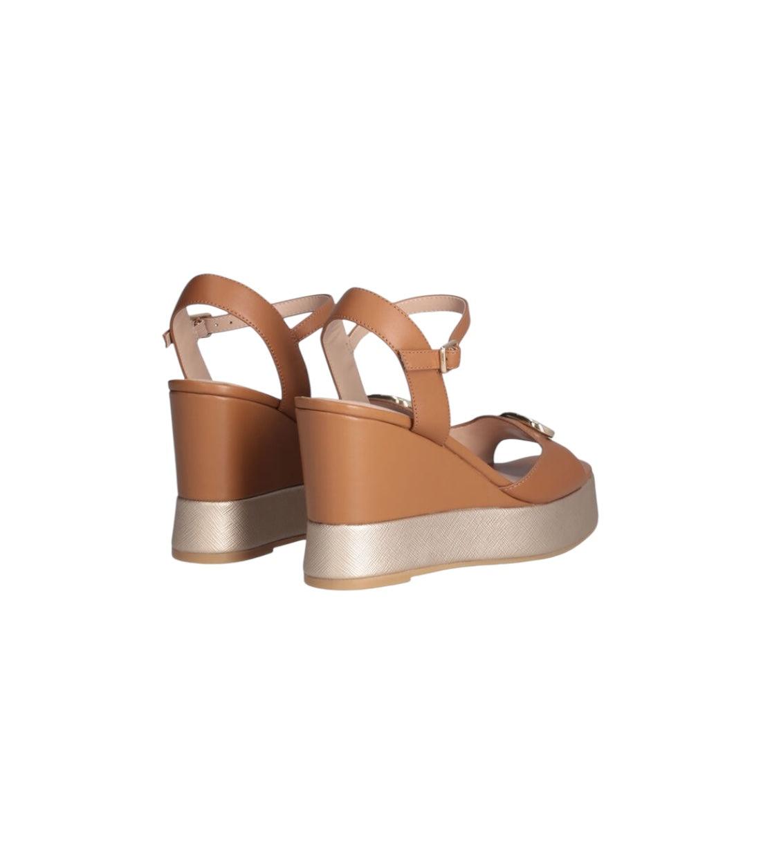 Liu Jo Bruin Leren Sandalen Met Sleehak