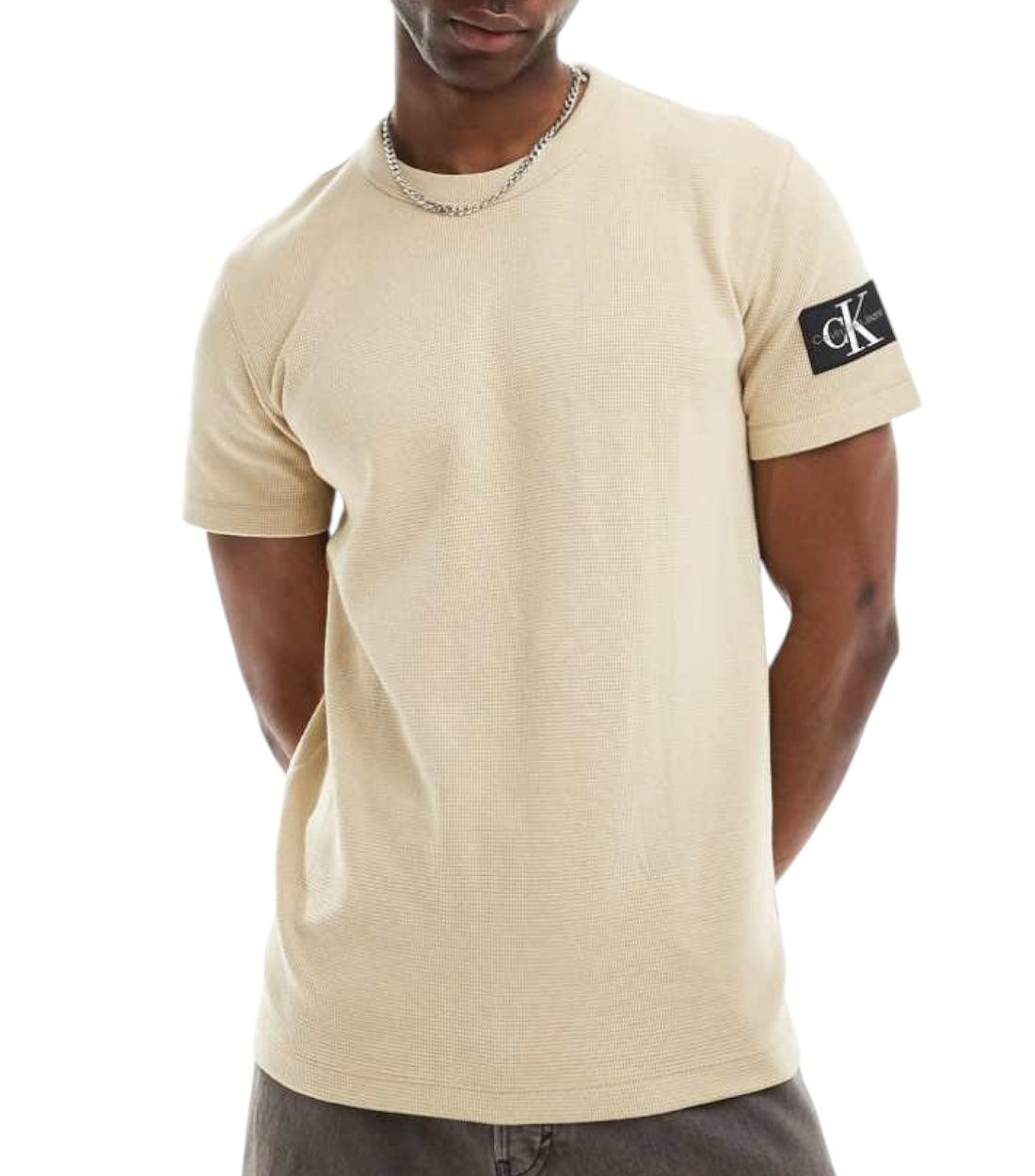 Calvin Klein Jeans Beige T-shirt Van Wafelstof