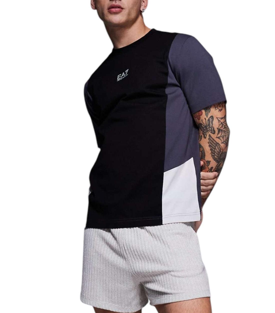 Ea7 Zwart T-shirt Met Kleurblokken