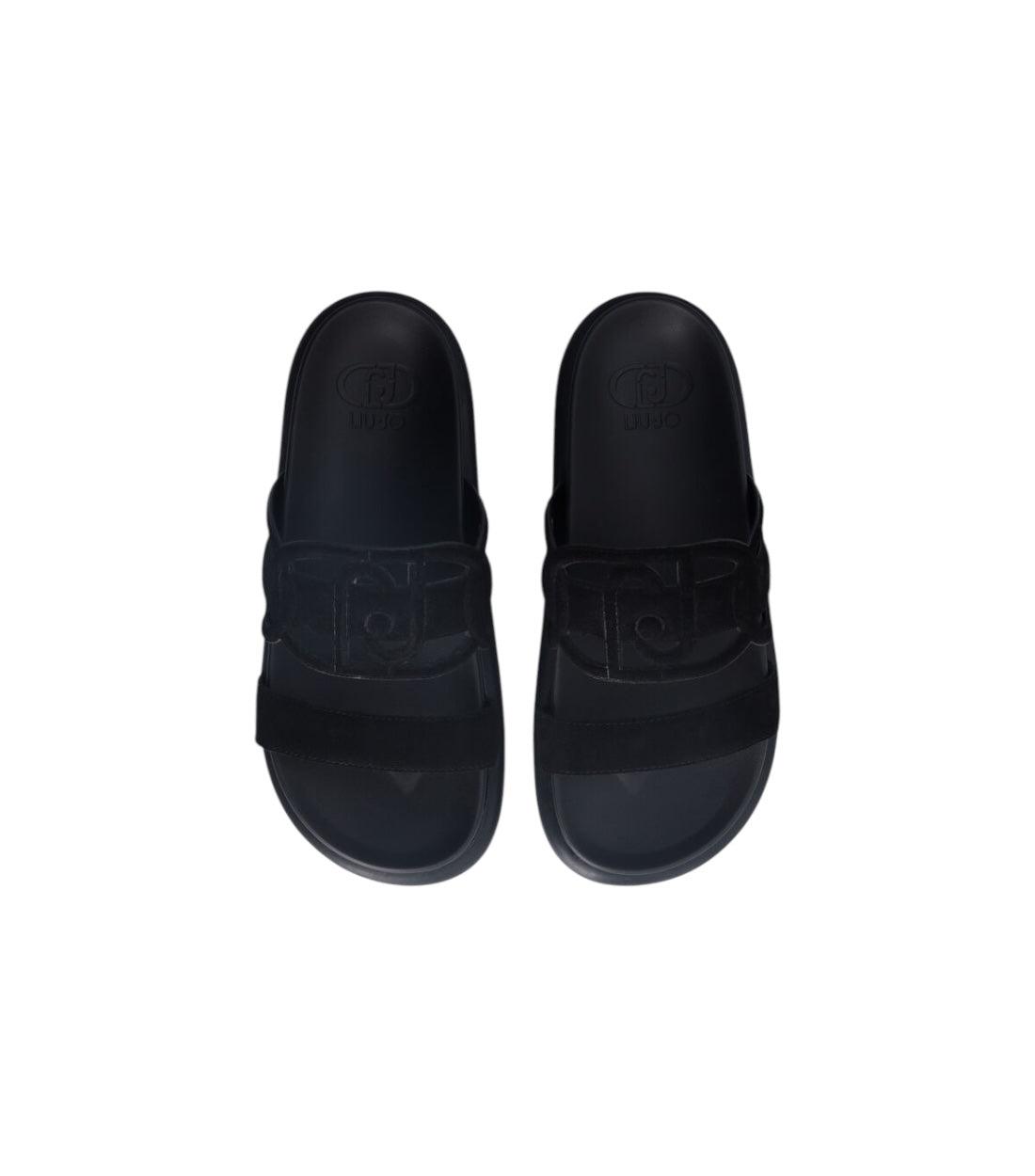 Liu Jo Zwart Sandalen Met Logo