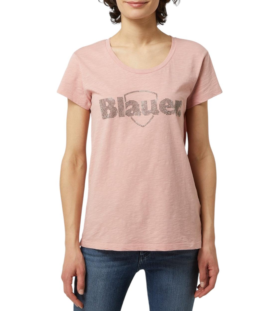 Blauer Roze T-shirt Met Siersteentjes Dames