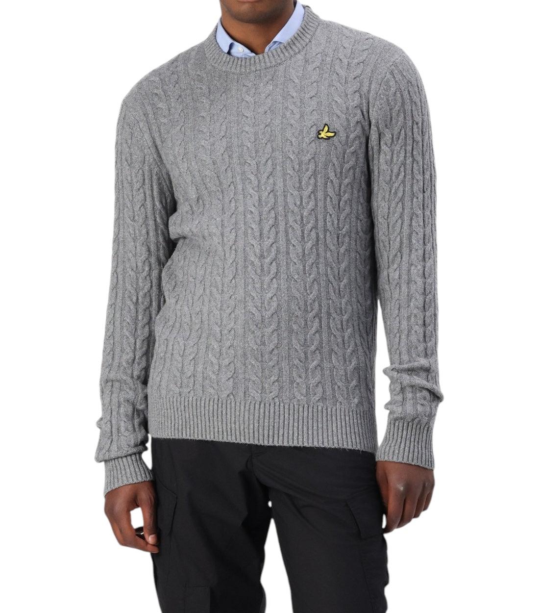 Lyle & Scott Grijze Cable Crew Neck
