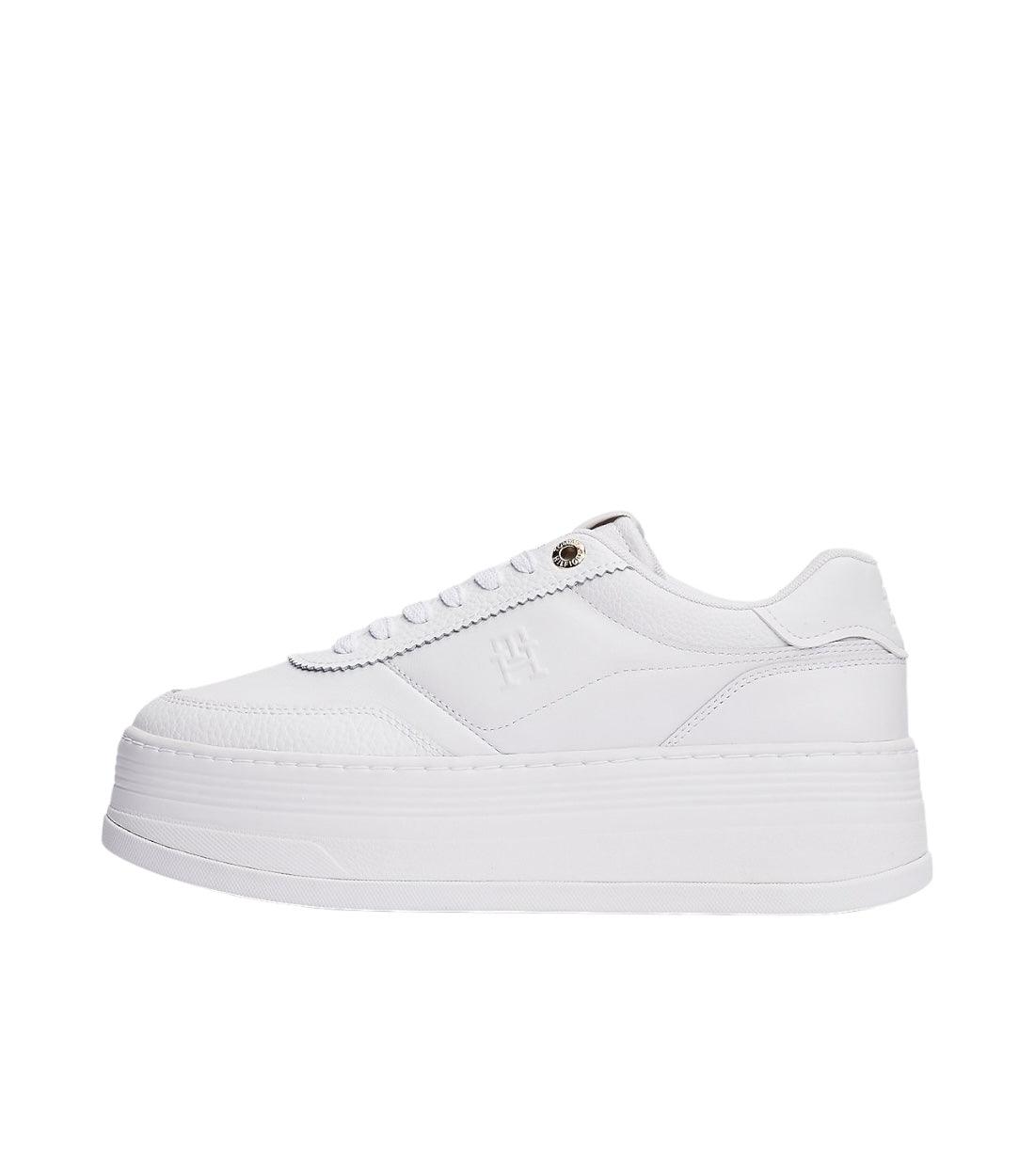 Tommy Hilfiger Wit Platform Sneakers Van Leer