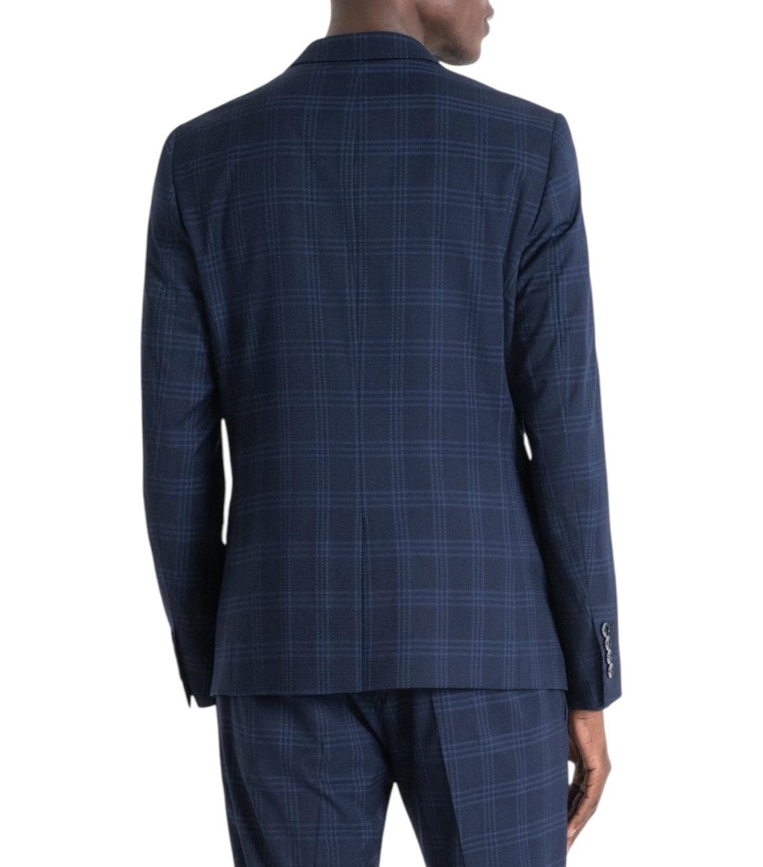 Antony Morato Blauw Slim Fit Bonnie Jas Met Viscosemengsel Geruit Patroon