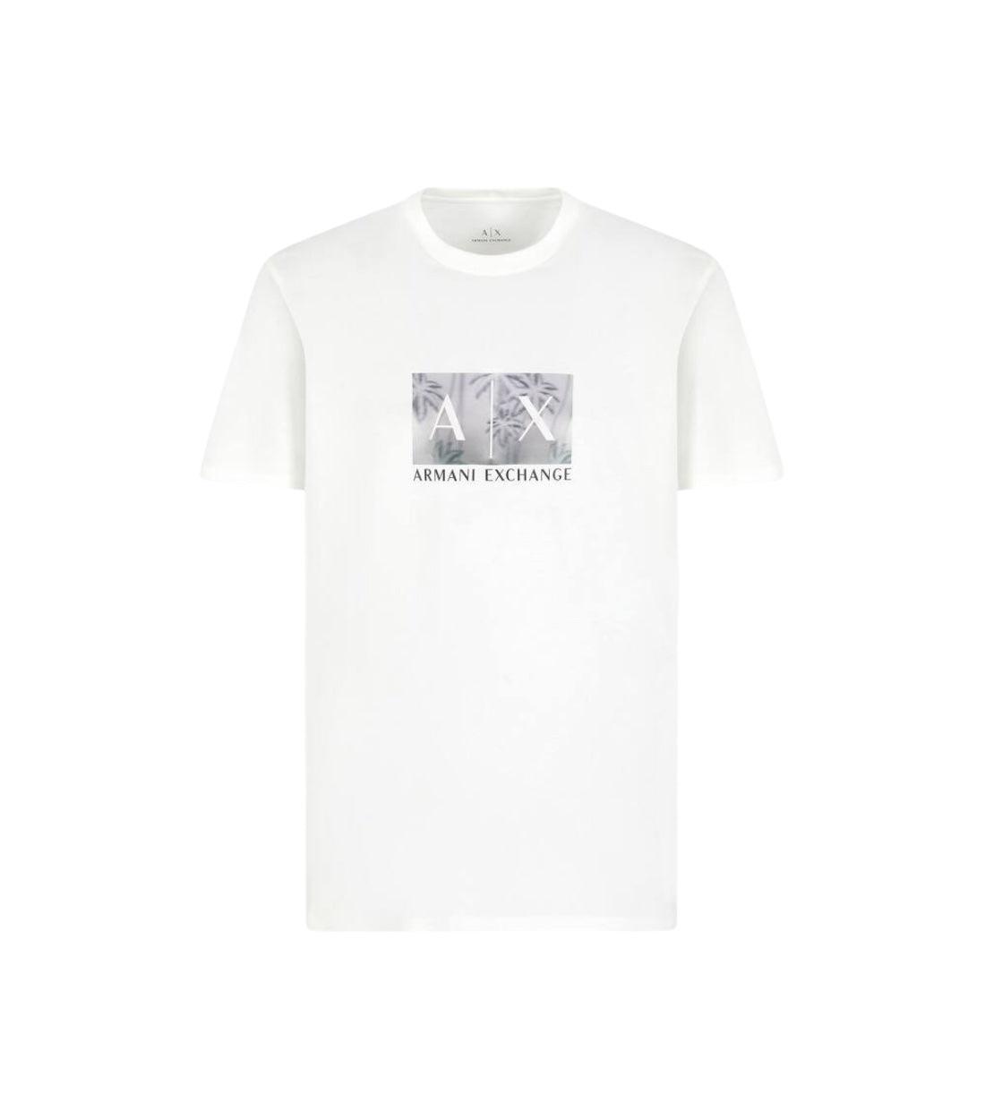 Armani Exchange Witte Basic T-shirt Met Print