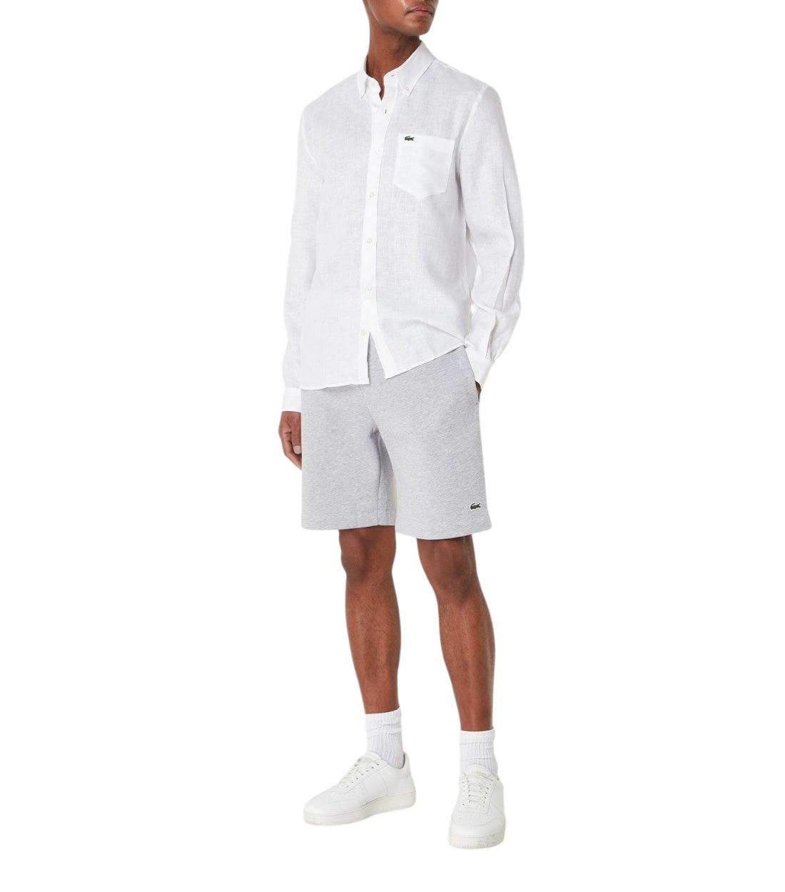 Lacoste Wit Regular fit Linnen Overhemd
