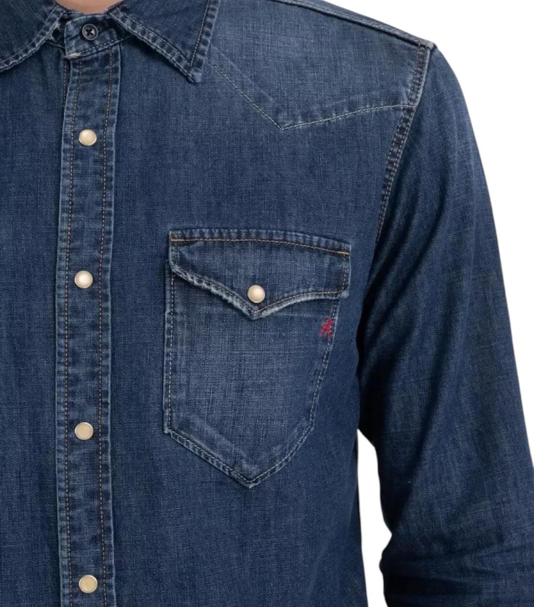 Replay Blauw Camicia Denim Overhemd