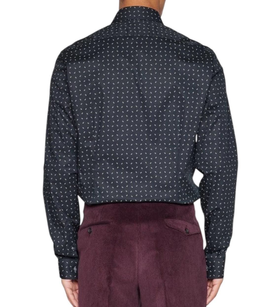 Calvin Klein Zwart Twill Print Zakelijk Overhemd