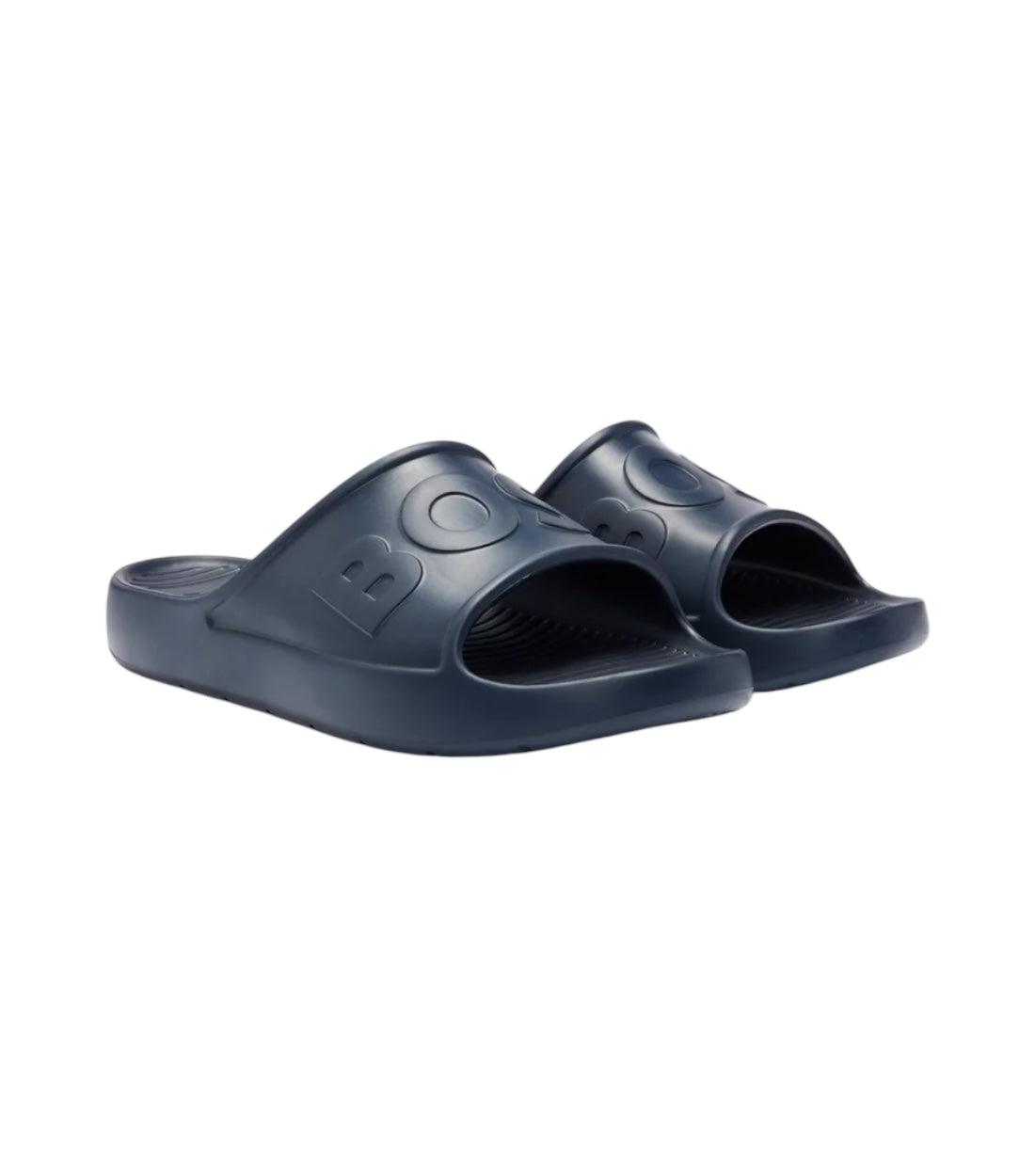 Boss Donkerblauw Lichte Eva Slippers Met Logoband