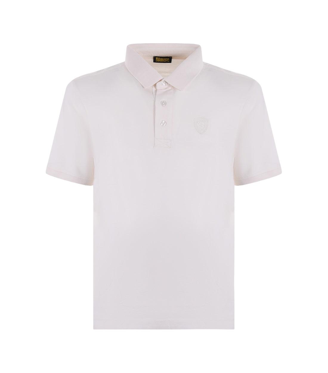 Blauer Wit Polo Met Wit Logo