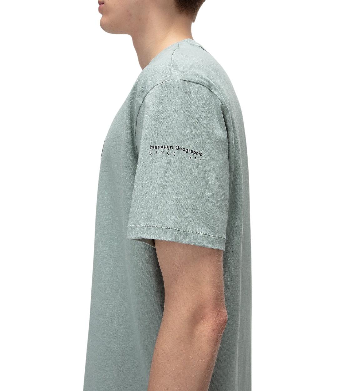 Napapijri Groen Badge T-Shirt Voor Heren Katoen Korte Mouwen