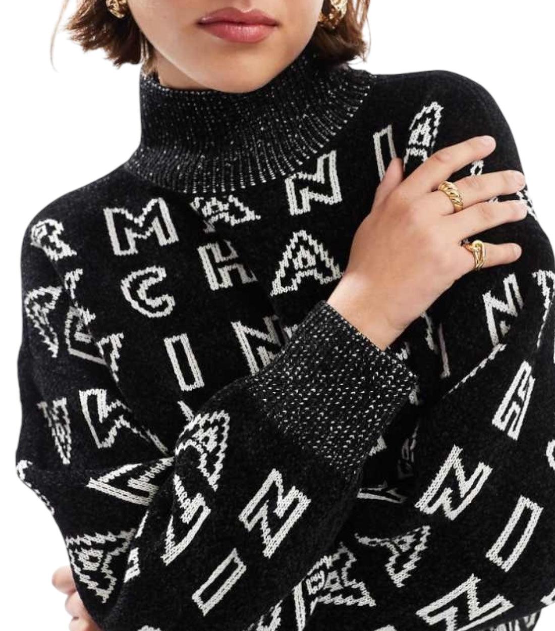 Armani Exchange Zwart Hoogsluitende Trui Met Print
