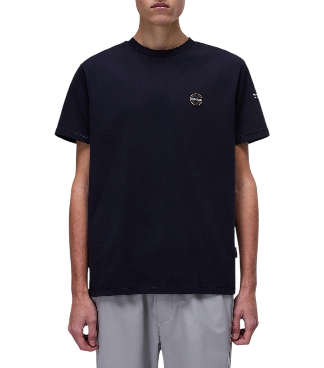 Napapijri Blauw Badge T-shirt Voor Heren Katoen Korte Mouwen