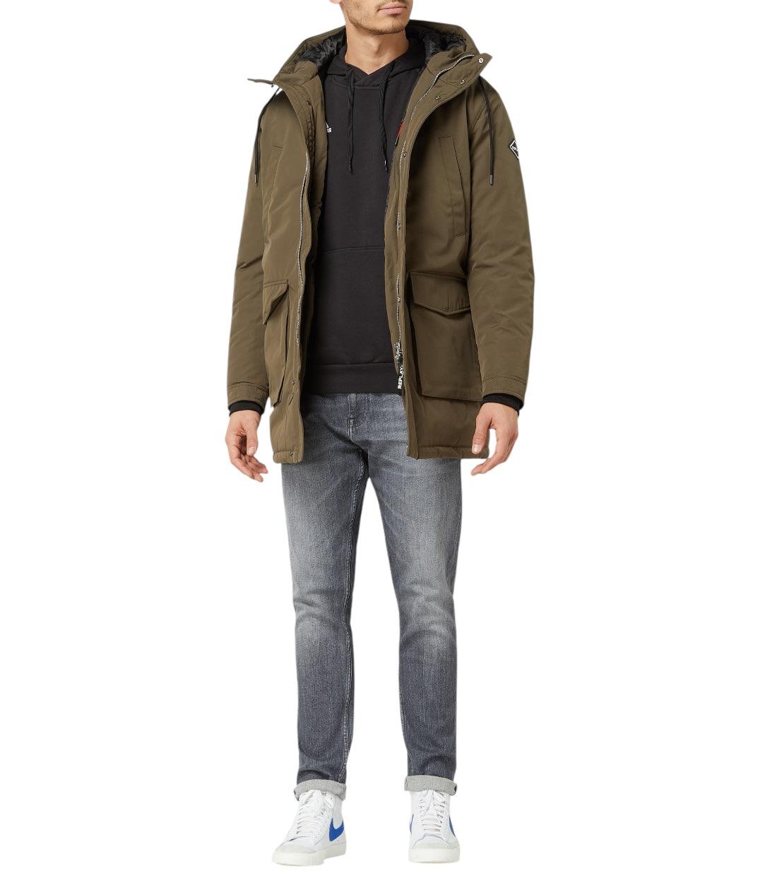 Replay Olijfgroen Parka Met Wattering