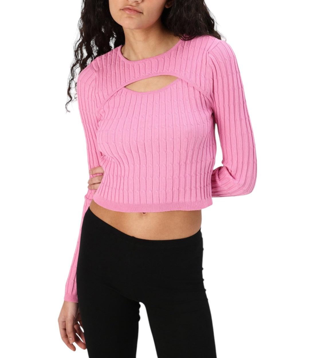 Only Roze Croptop met Lange Mouwen