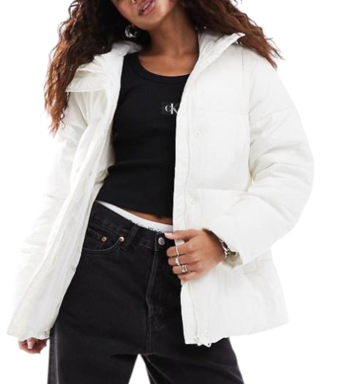 Calvin Klein Wit Logo Windjack Met Riem