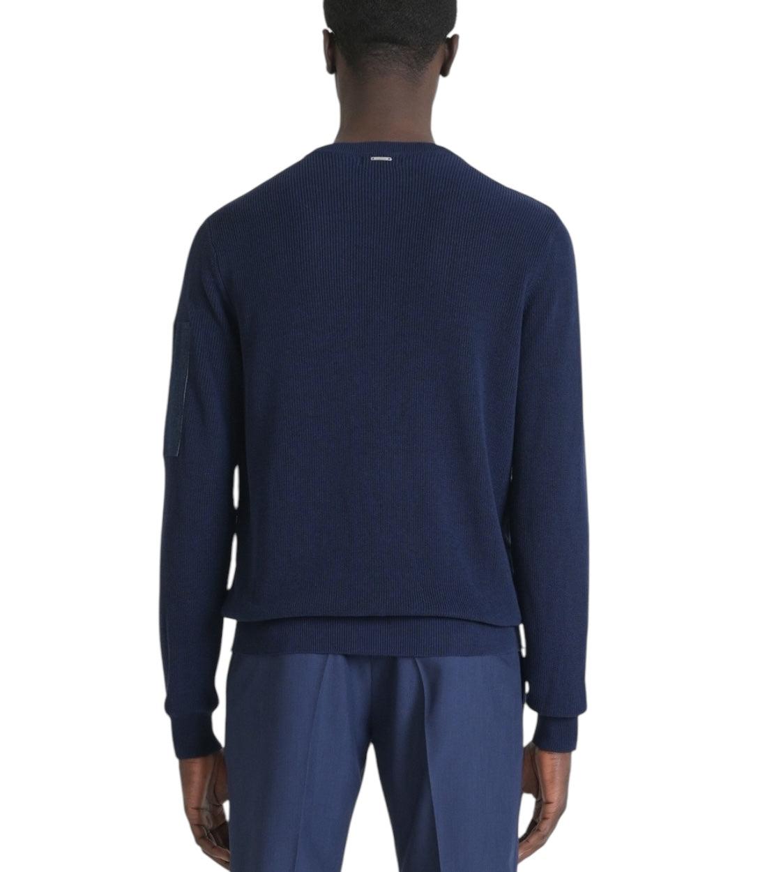 Antony Morato Donkerblauw Trui Met Denim Vak