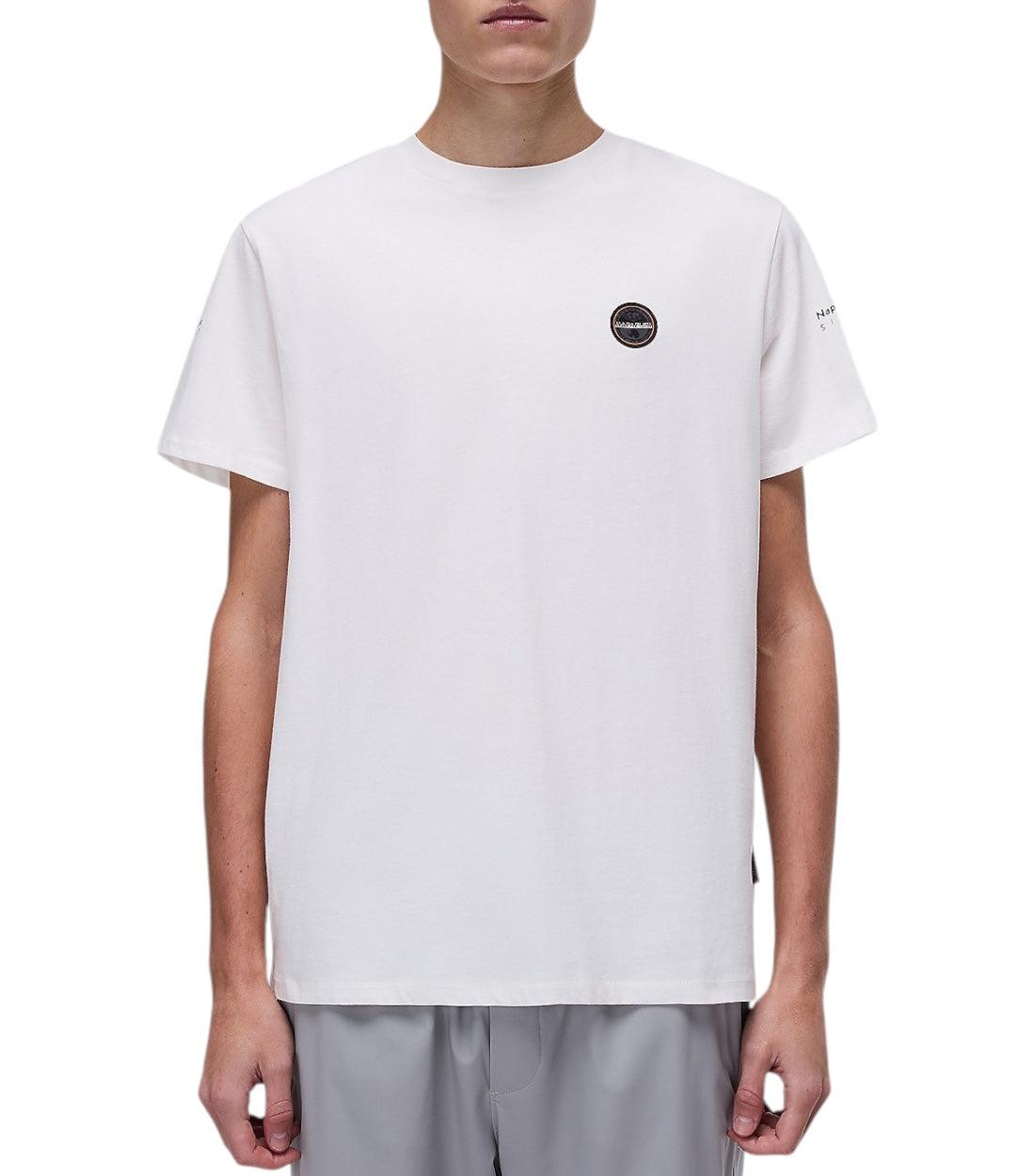Napapijri Wit Badge T-Shirt Voor Heren Van 100% Katoen