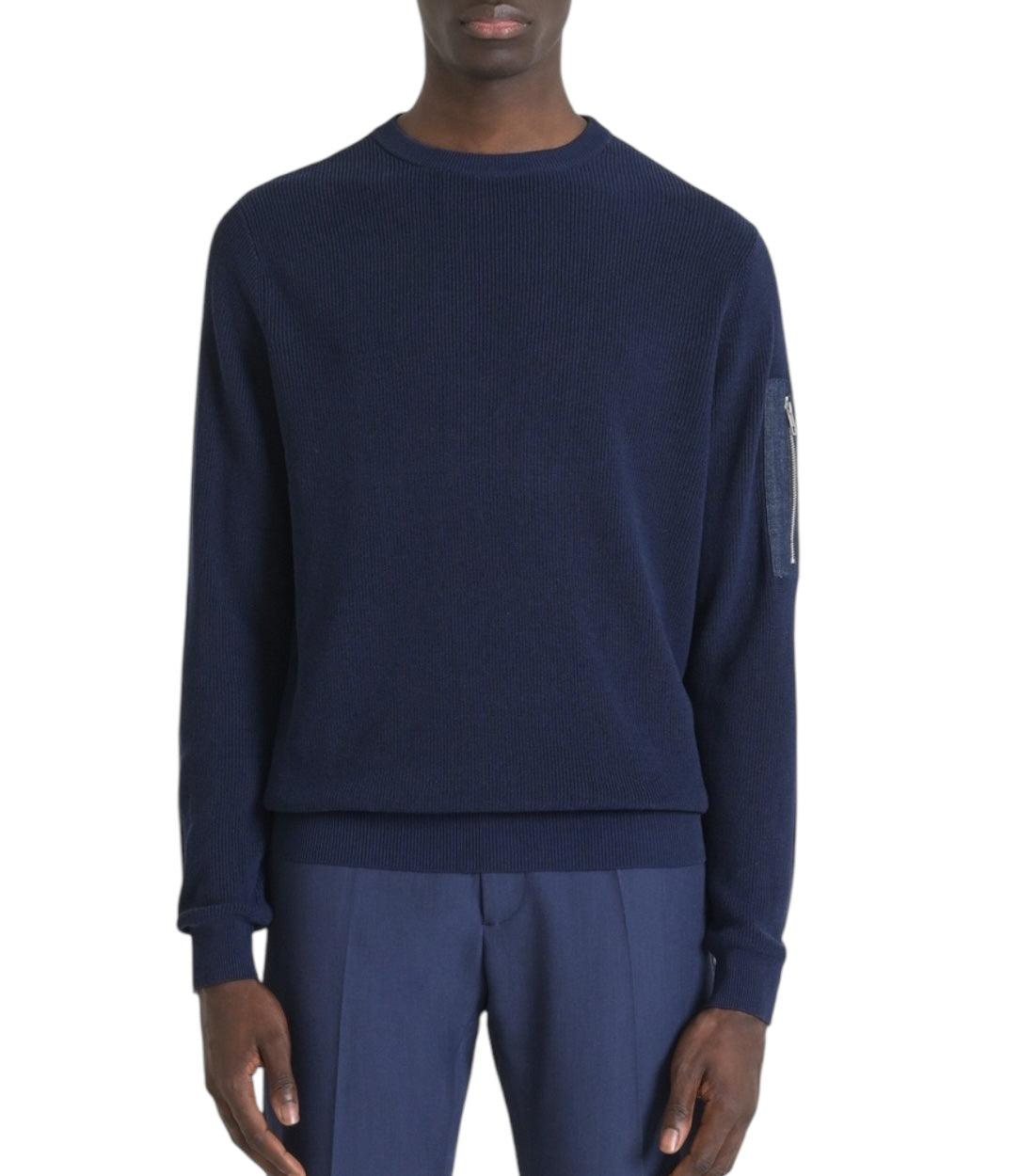 Antony Morato Donkerblauw Trui Met Denim Vak