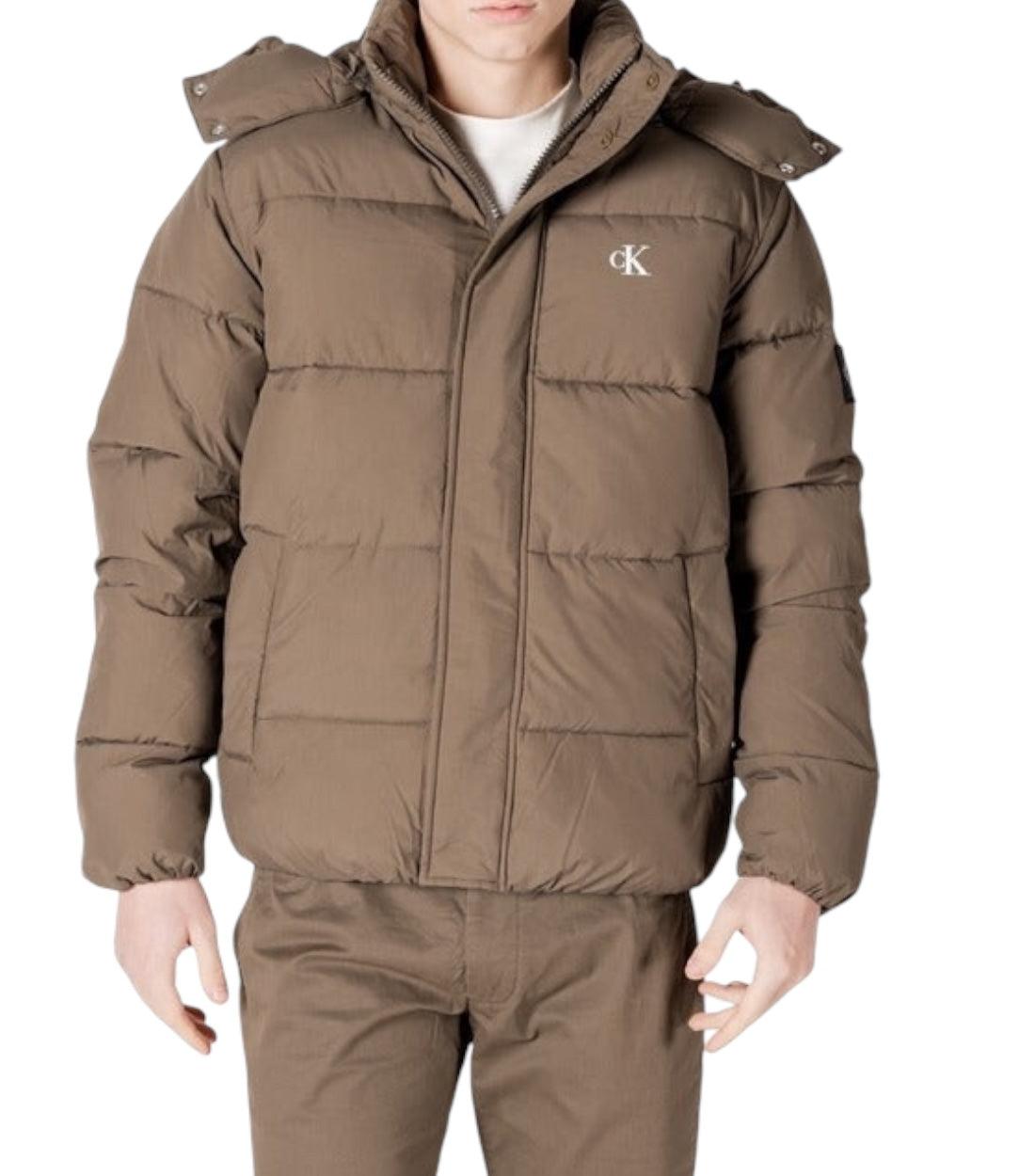 Calvin Klein Jeans Bruin Pufferjas Met Logo