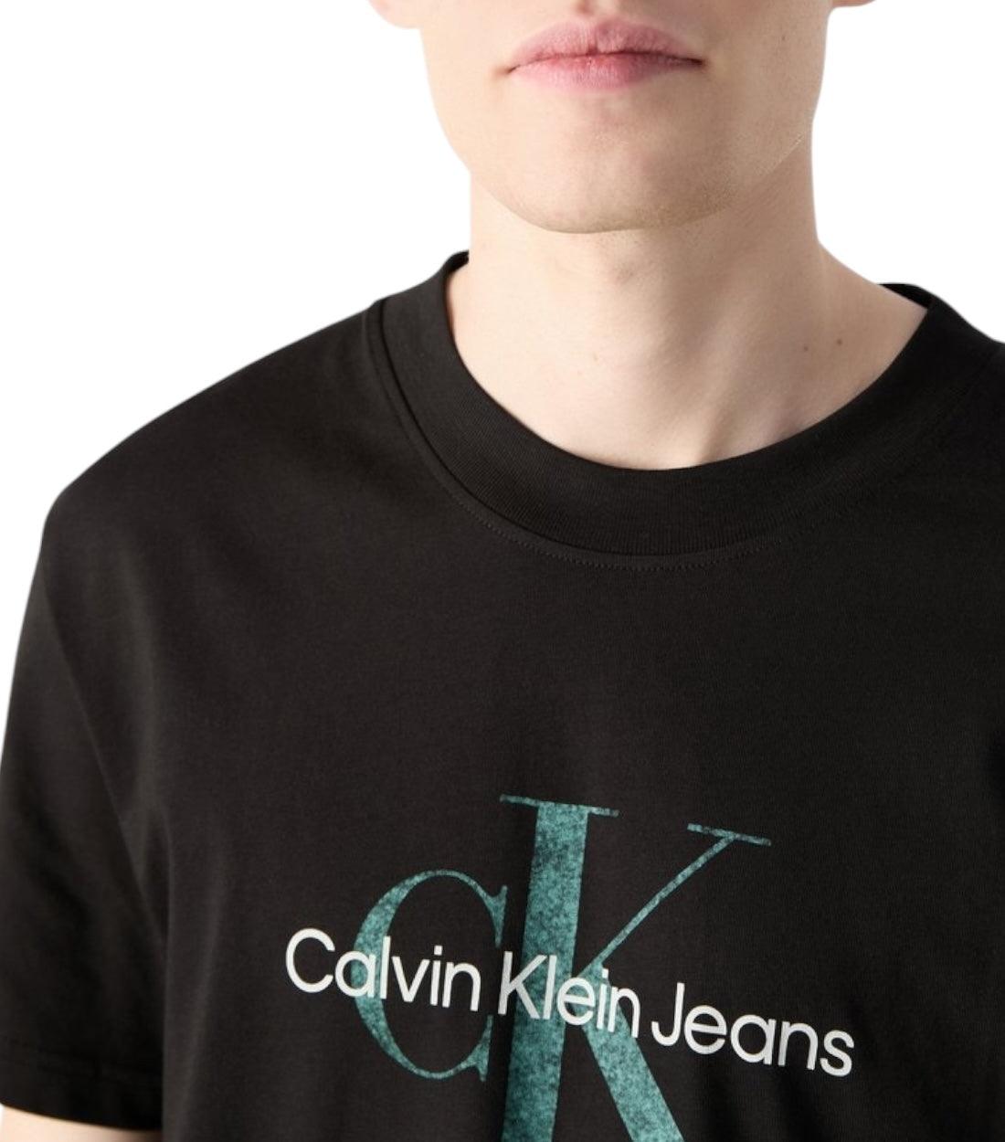 Calvin Klein Jeans Zwart Textured Monologo T-shirt