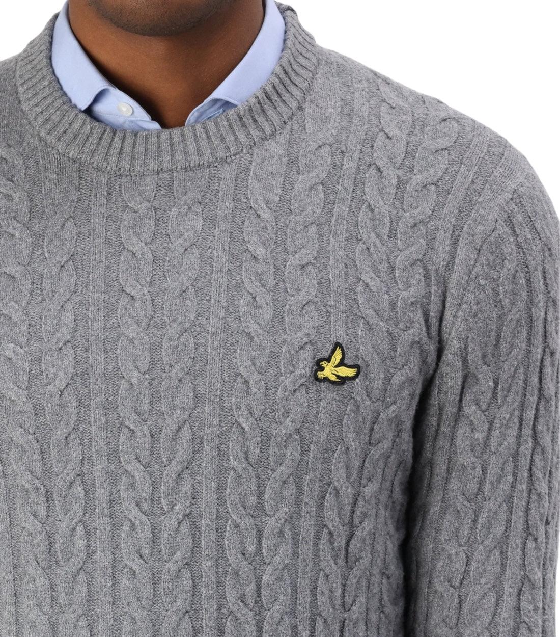 Lyle & Scott Grijze Cable Crew Neck