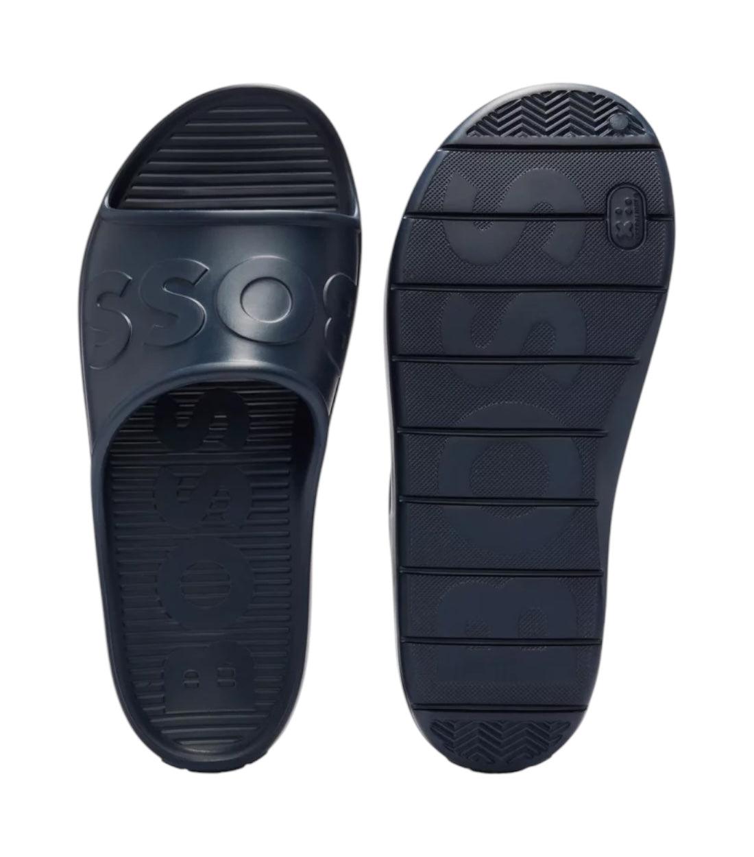Boss Donkerblauw Lichte Eva Slippers Met Logoband