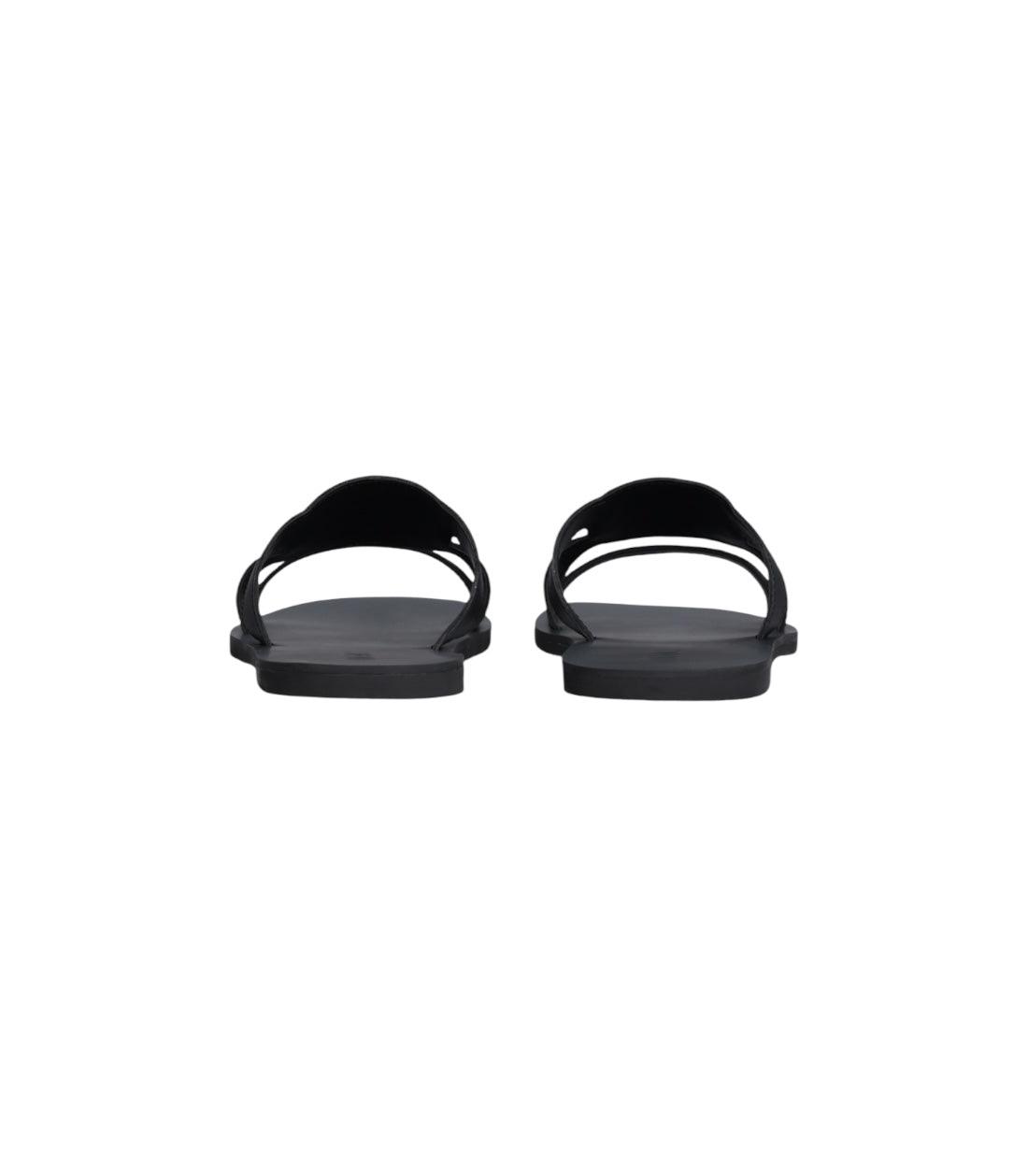 Liu Jo Zwart Platte Sandalen Met Logo