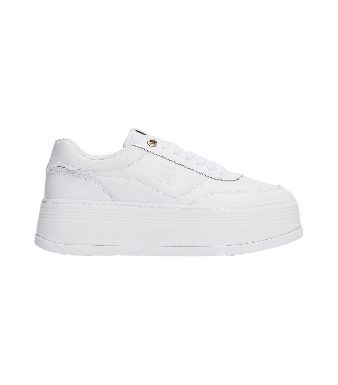 Tommy Hilfiger Wit Platform Sneakers Van Leer