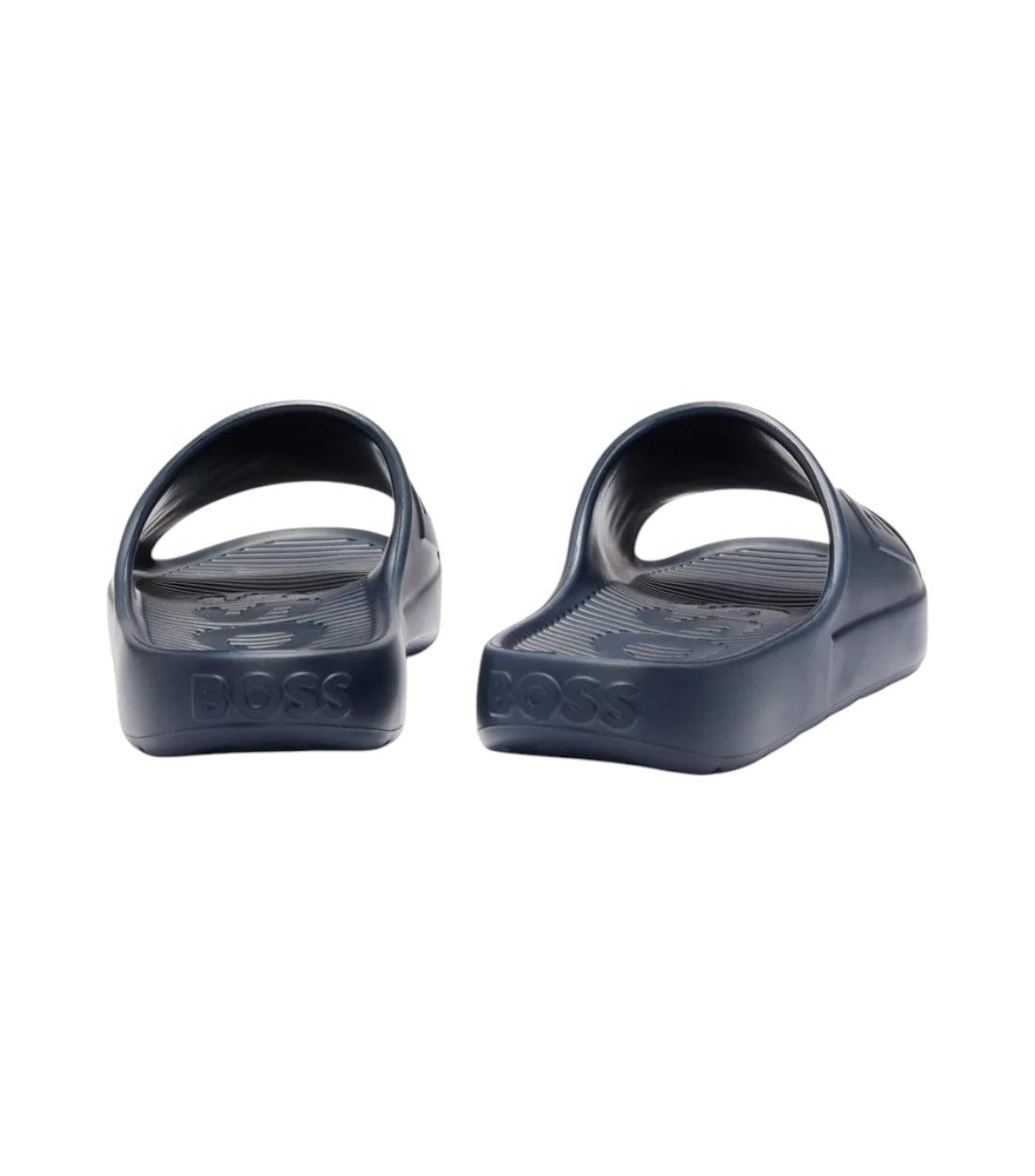 Boss Donkerblauw Lichte Eva Slippers Met Logoband