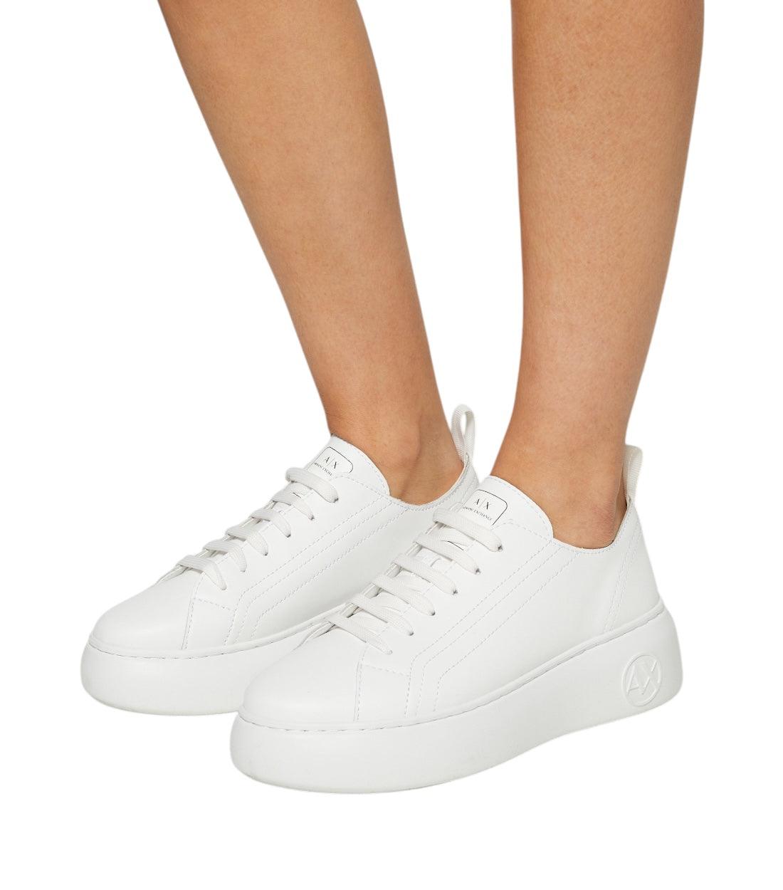 Armani Exchange Wit Plateau-sneakers Van Leermix