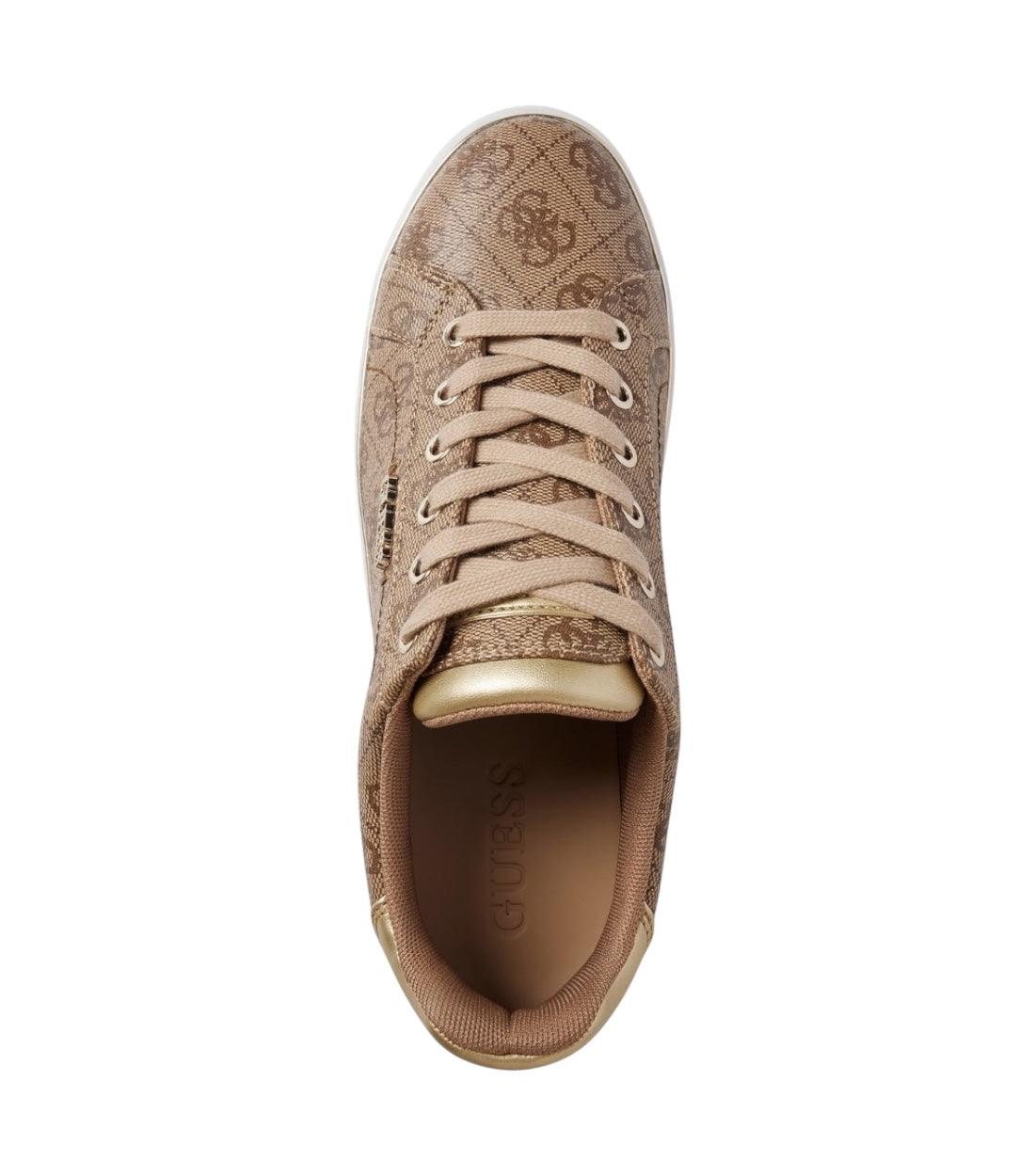 Guess Beige Beckie Sneakers met labelapplicatie