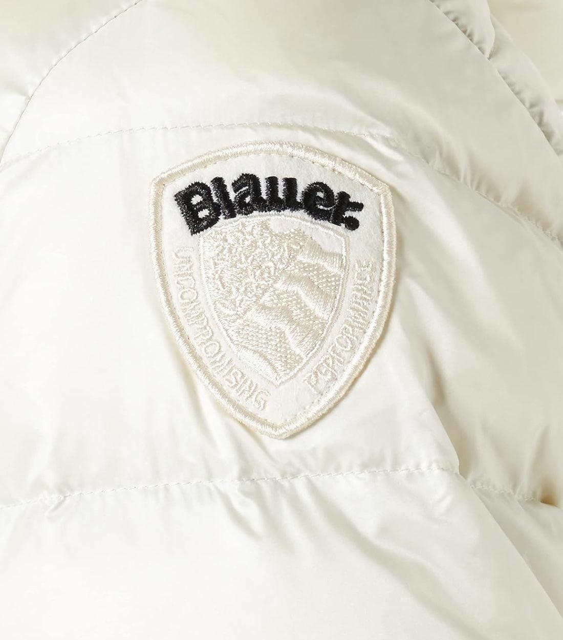 Blauer Wit Gewatteerde Jas