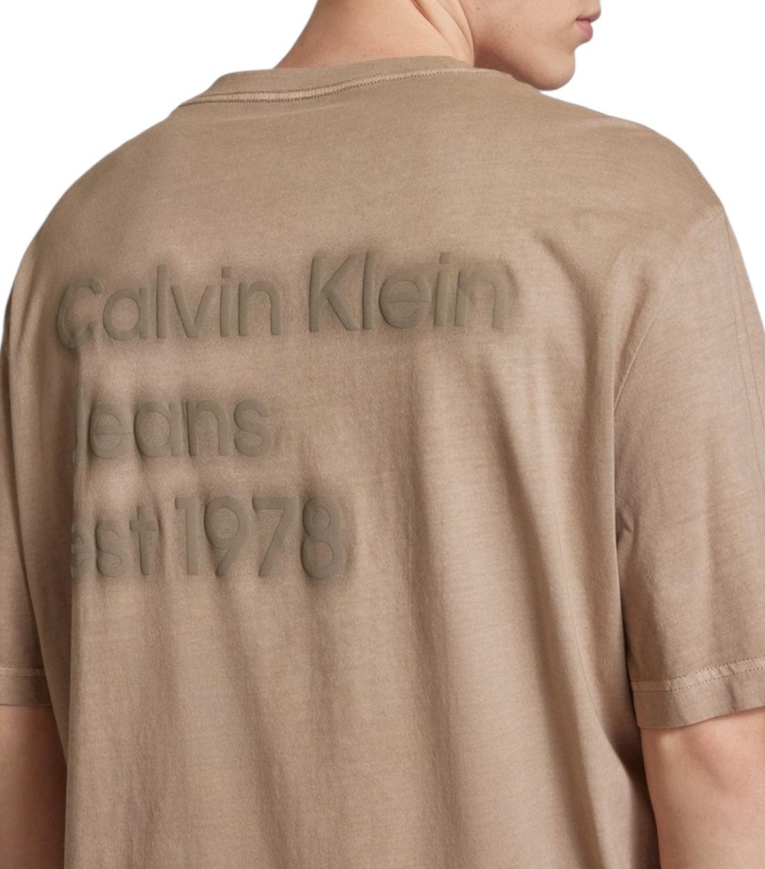 Calvin Klein Jeans Taupe T-shirt Met Labeldetail
