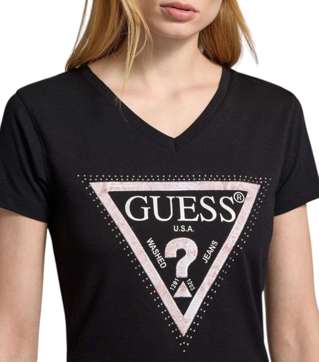 Guess Zwart Triangle Logo T-shirt