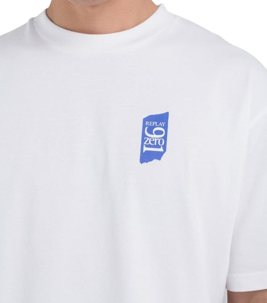 Replay Wit Unisex T-shirt met ronde hals en 9ZERO1-logo