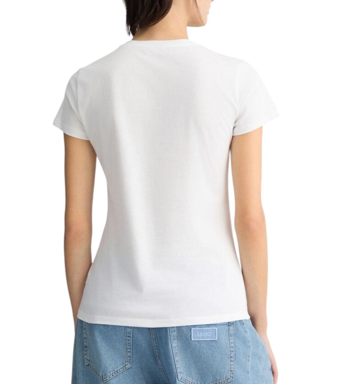 Liu Jo Wit T-shirt Met Print en Rhinestones