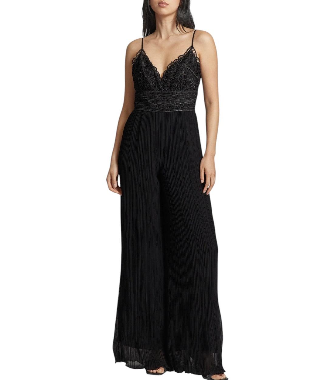 Guess Zwart Jumpsuit Met Plissevouwen En Kant