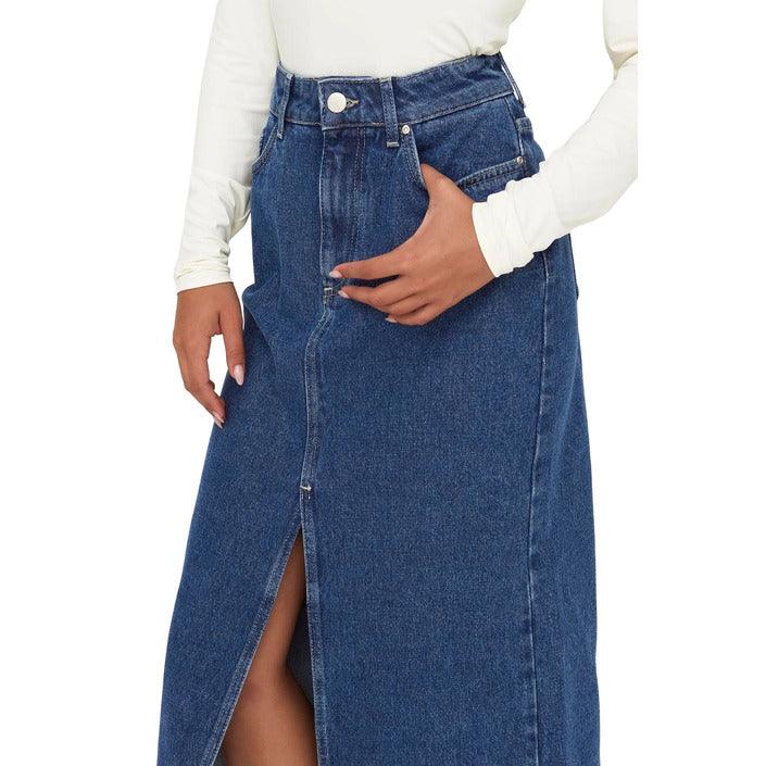 Only Blauw Lange Rok Met Split