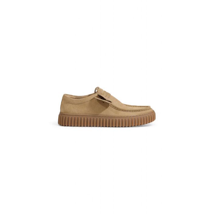 Clarks Heren Moccassin Beige Leer Met Rubberen Zool