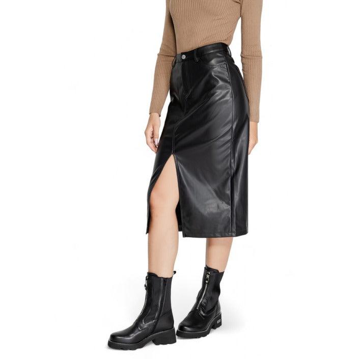Only Zwart Leerlook Rok