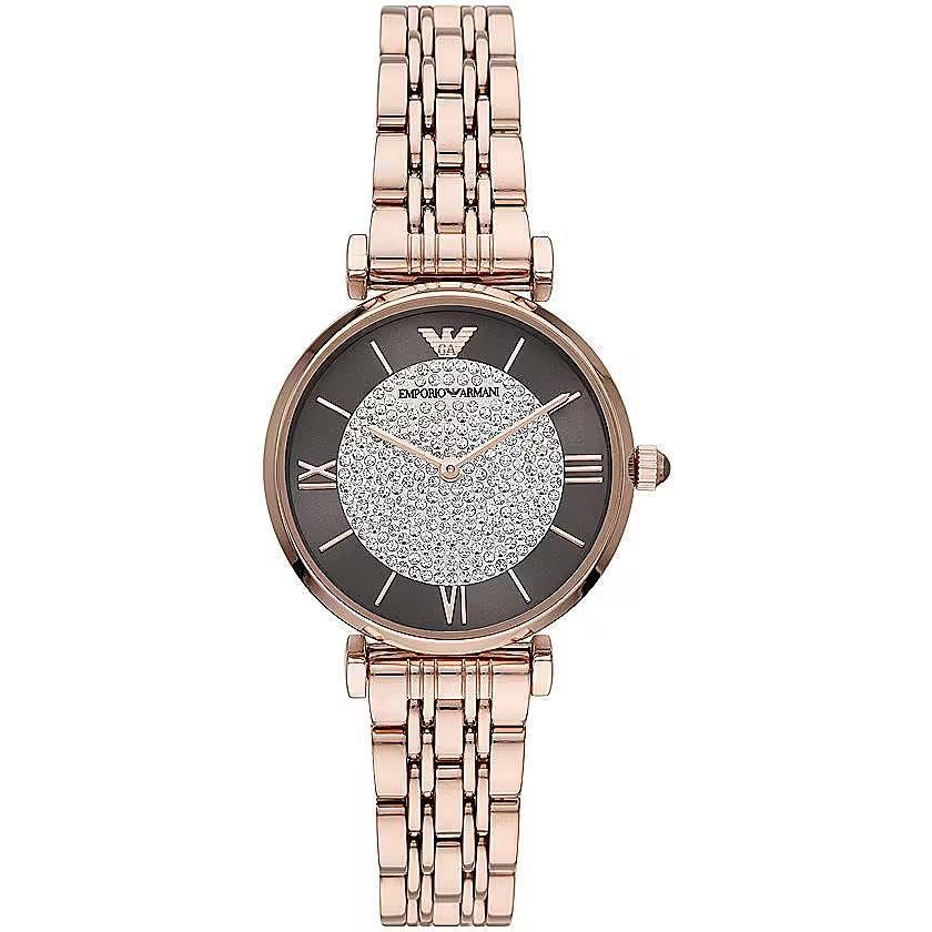 Emporio Armani Brons Stalen Quartz Horloge Dames